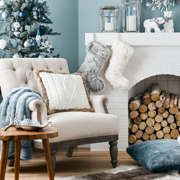 Faux Fur Christmas Stocking Cream - Wondershop™ | Target