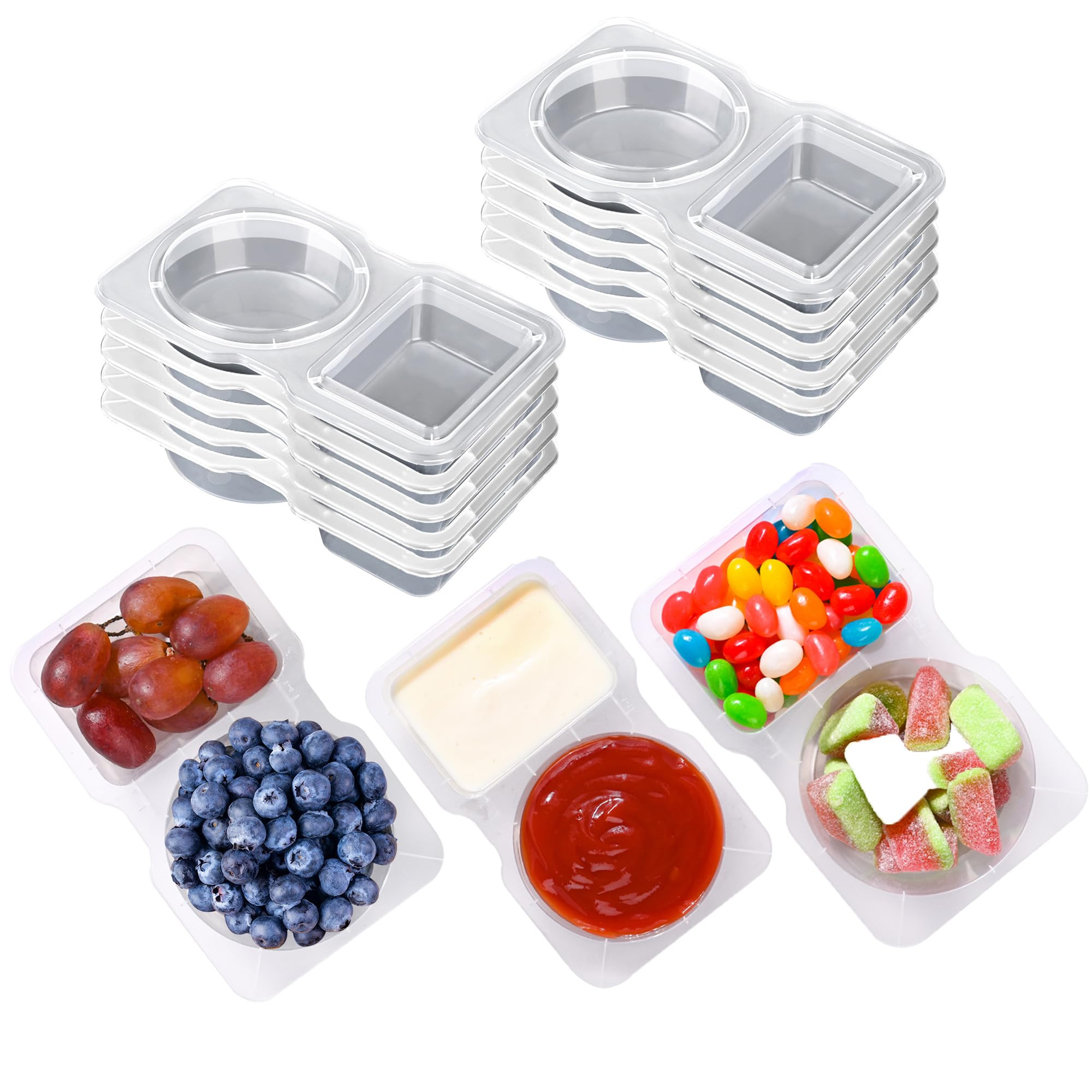 10PCS Double Compartment Condiment Container With Lids - Reusable Snack Pack Containers for Take-... | Amazon (US)