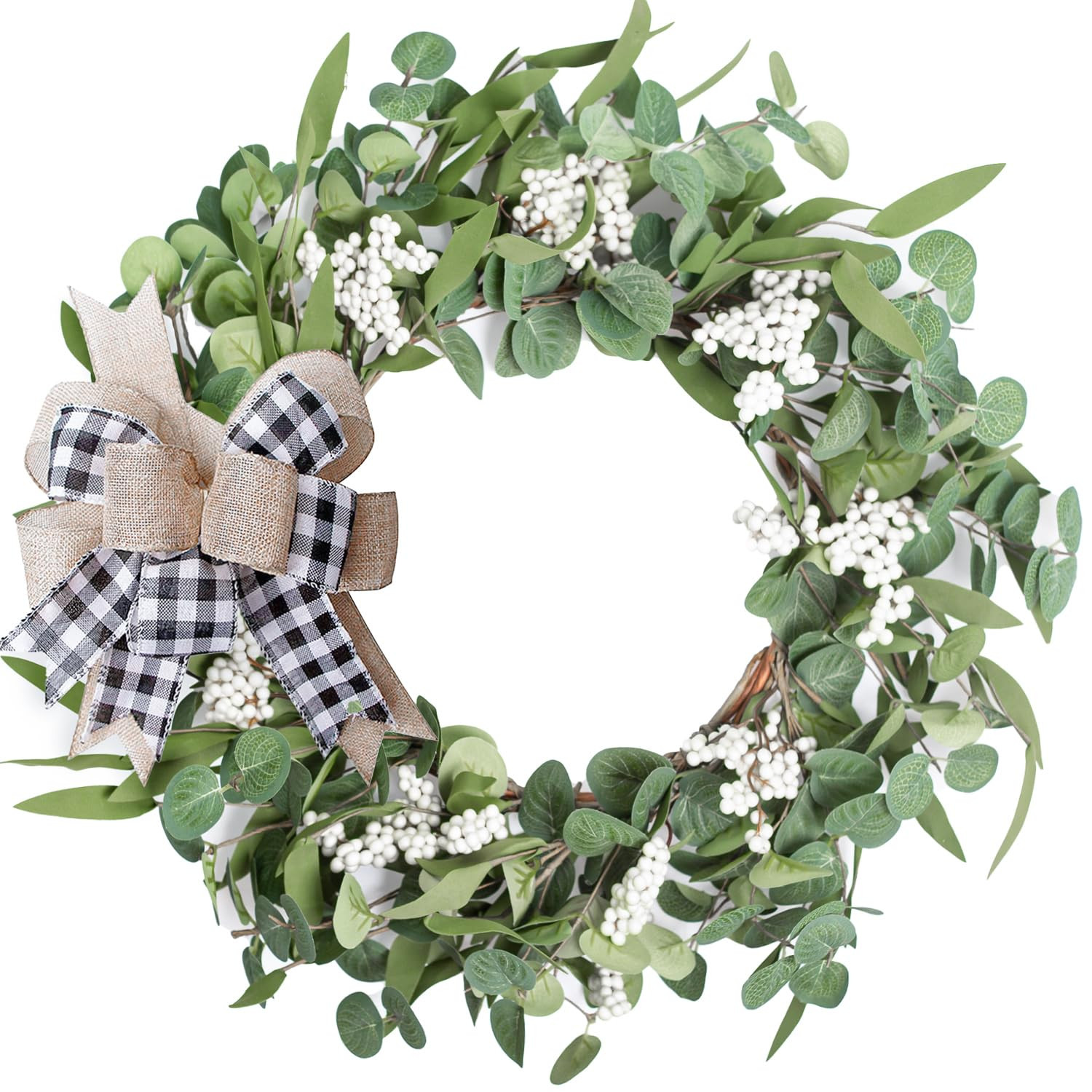 Artificial Eucalyptus Wreath for Front Door|20" Green Leaf Wreath for Window Home Porch Farmhouse... | Amazon (US)