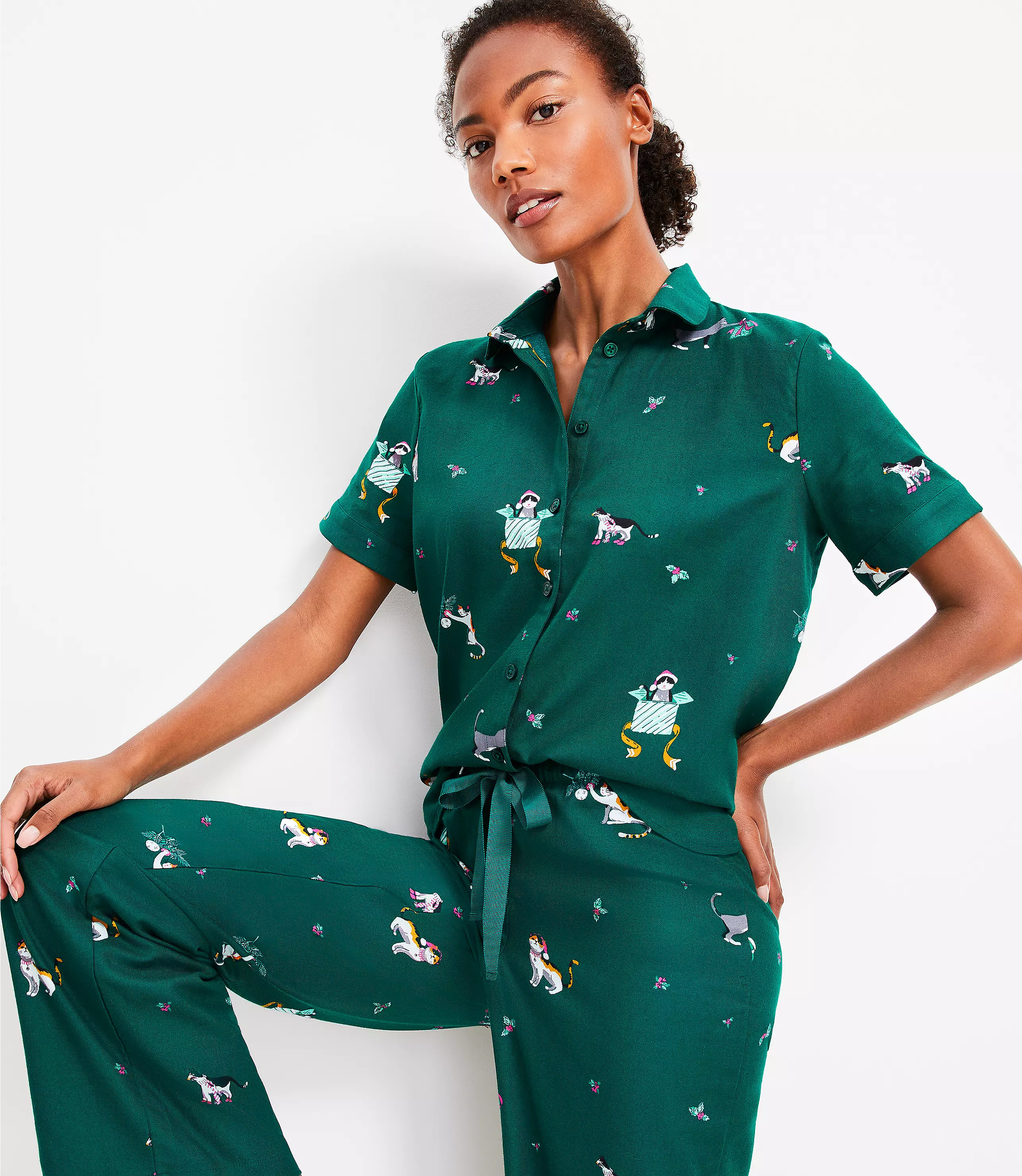 Holiday Cat Pajama Set | LOFT
