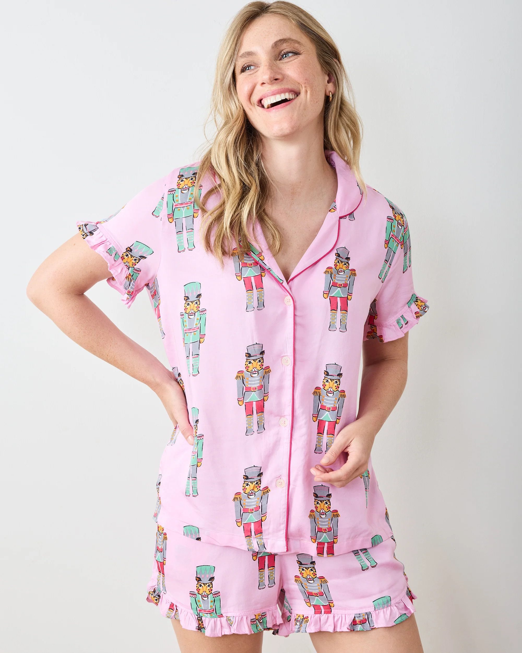 Leopard Nutcrackers - Eco Satin Ruffle Set - Pink Candy Cane | Printfresh