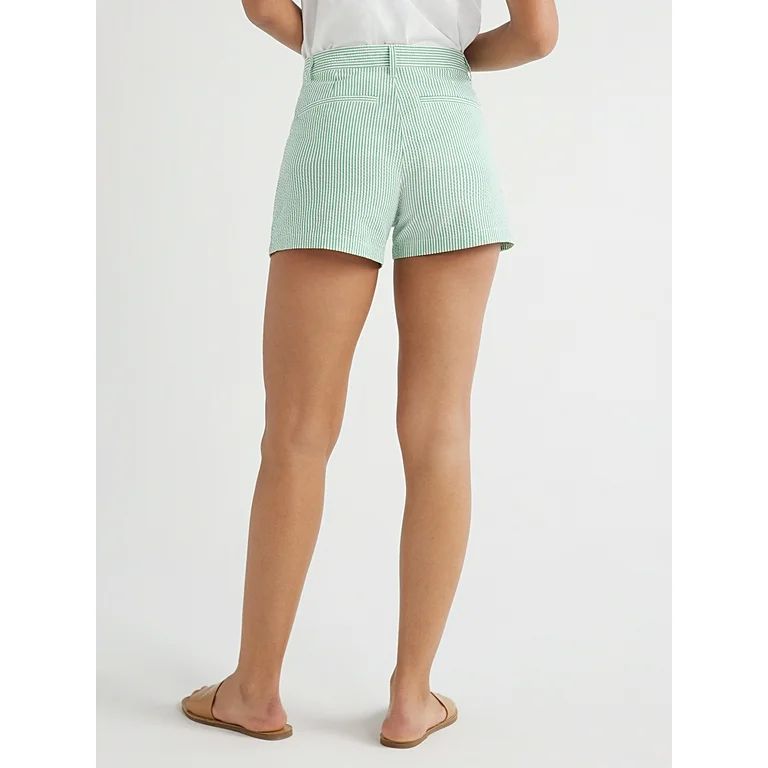 Free Assembly Women’s Cotton Mid-Rise Seersucker Shorts, 3.5” Inseam, Sizes 0-20 - Walmart.co... | Walmart (US)