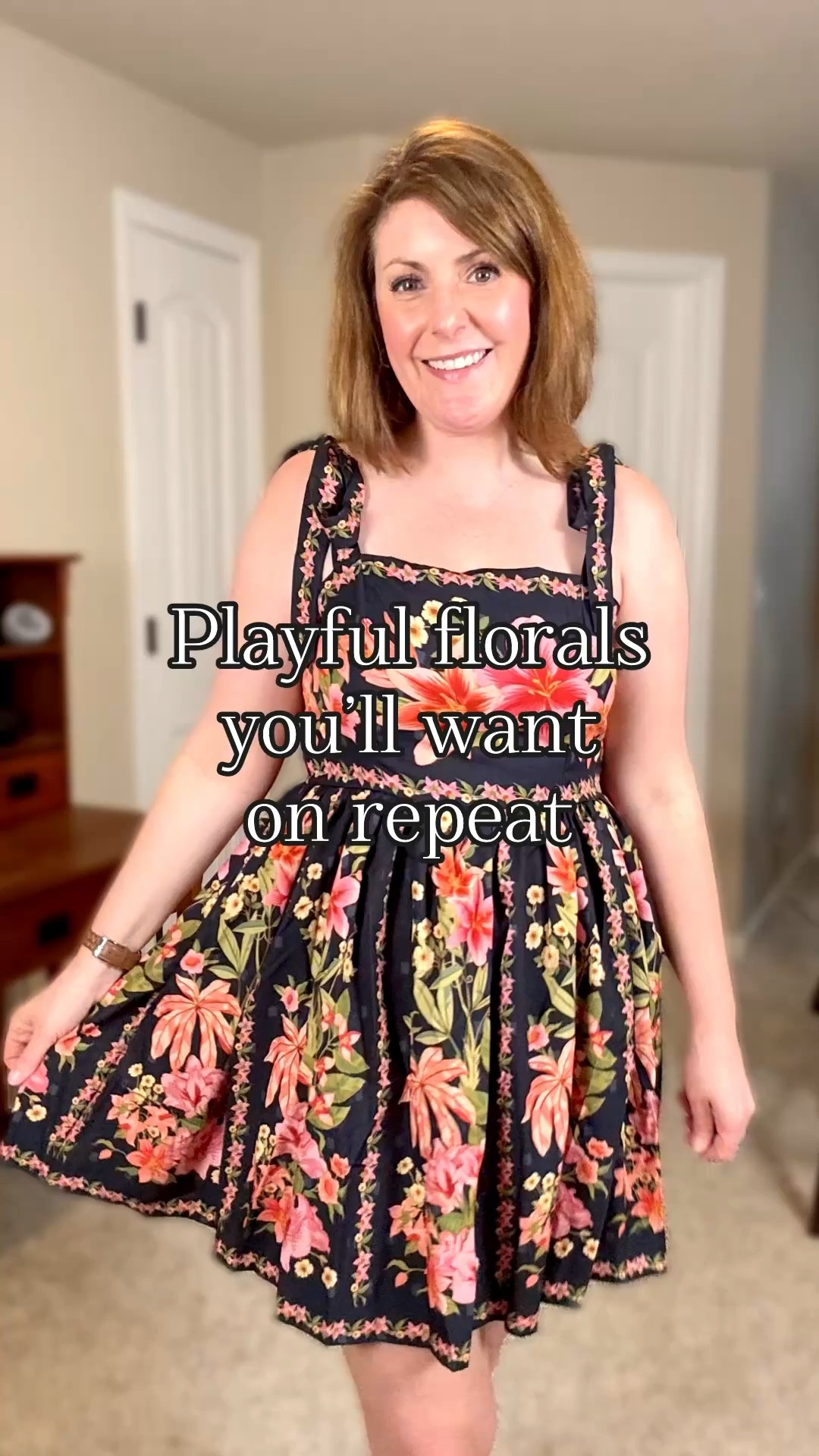 This tie-strap floral dress from Oyoangle is perfect for warm-weather days. Smocked back and an a-line silhouette make it comfortable and flattering, while the lightweight fabric keeps it breezy for vacations or sunny weekend outings.