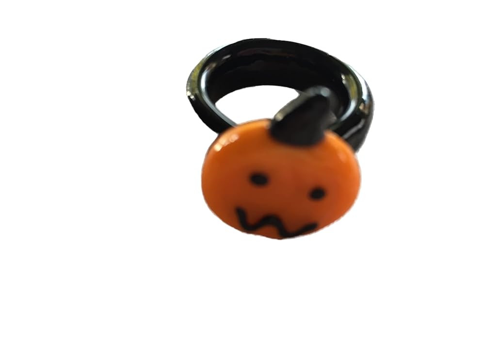 Halloween Jack o Lantern Pumpkin Lampworked Glass Size 6 Ring | Amazon (US)