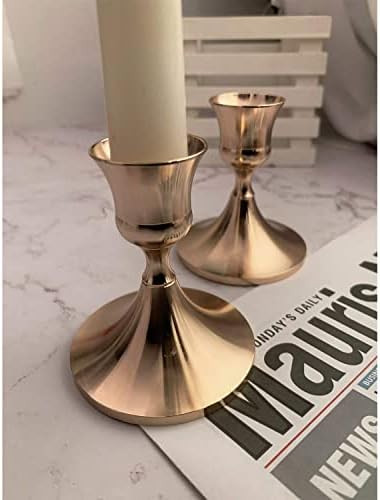 Gold Taper Candle Holders Set of 2, Metal Candlestick Holder for Taper Candles, Modern Decorative... | Amazon (US)