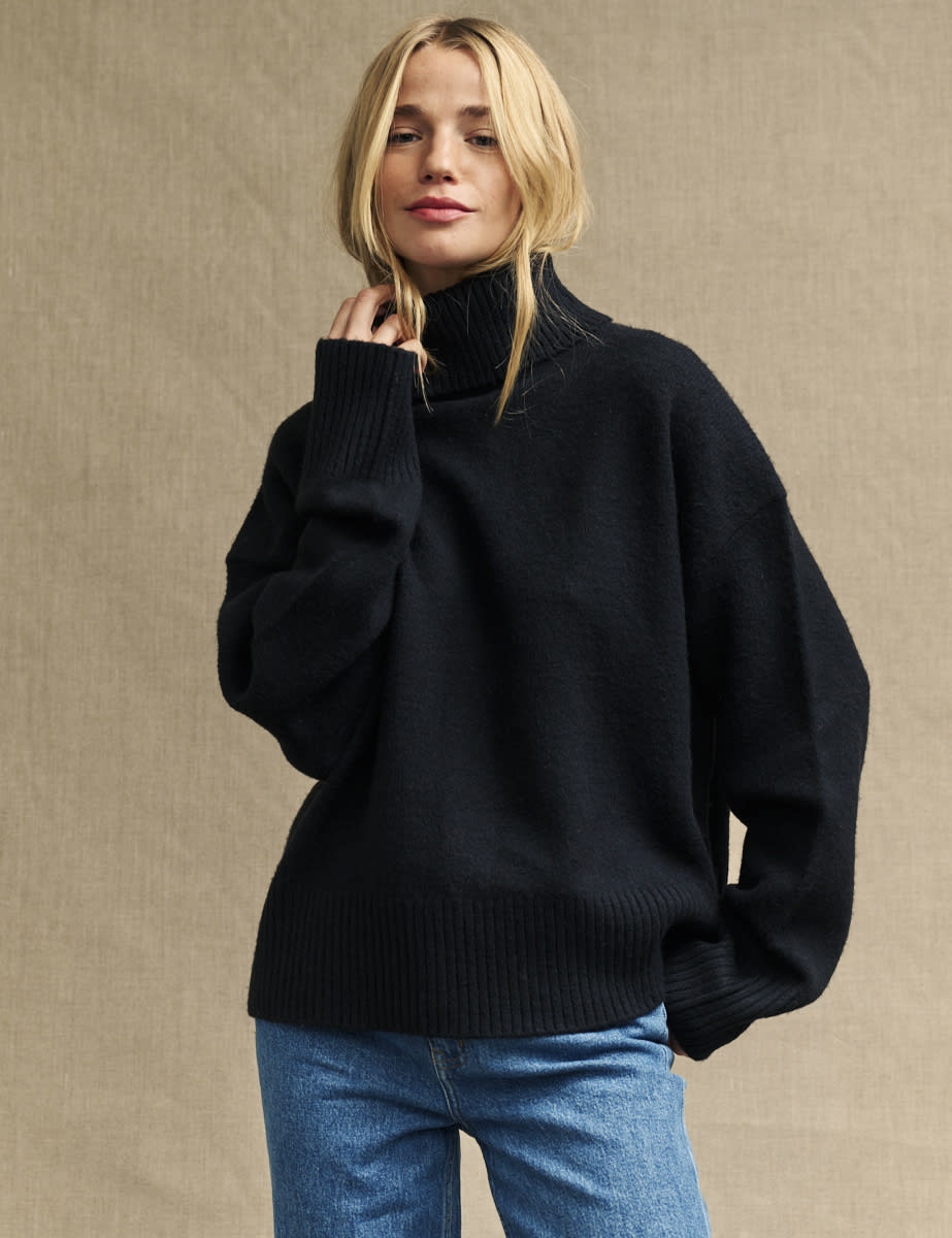 Black Roll Neck Knitted Jumper | Nobody's Child