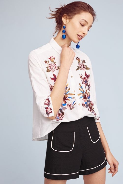 Ondine Floral Poplin Blouse | Anthropologie (US)