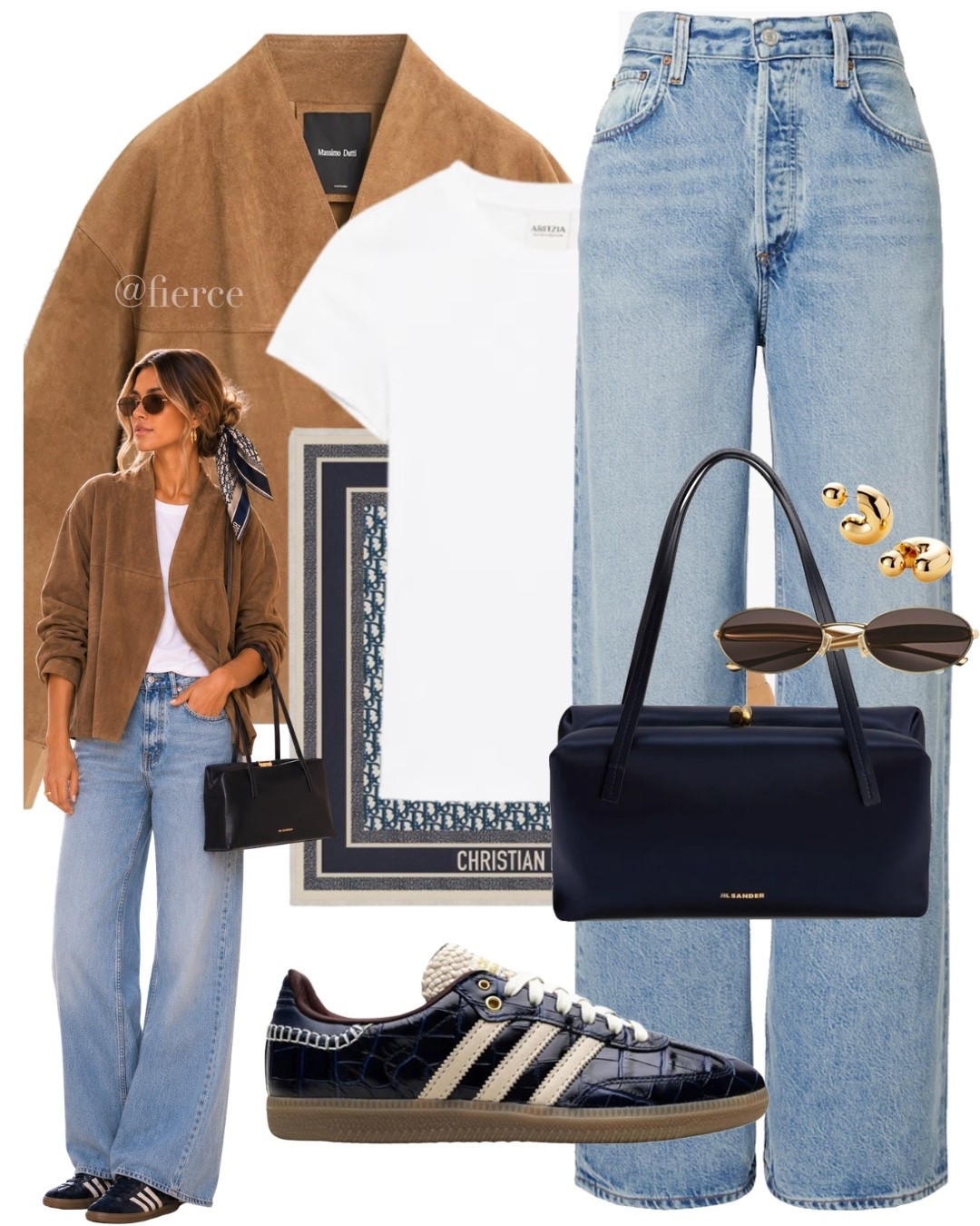Navy bag brown suede jacket blue jeans navy adidas samba

#LTKuk #LTKautumn #LTKeurope