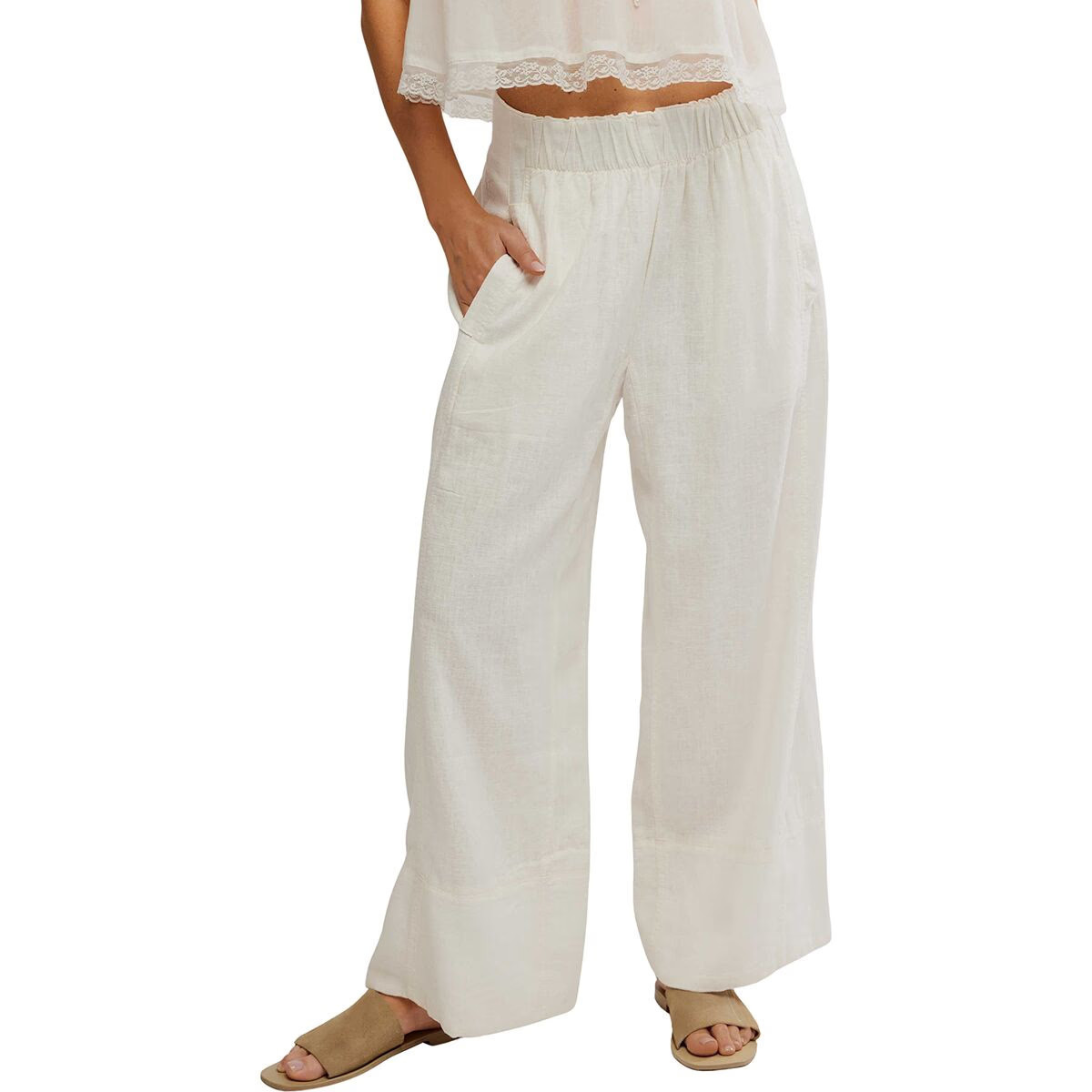 Free People Days End Linen Pull On Pant - Women's Clean Ivory, L | Backcountry