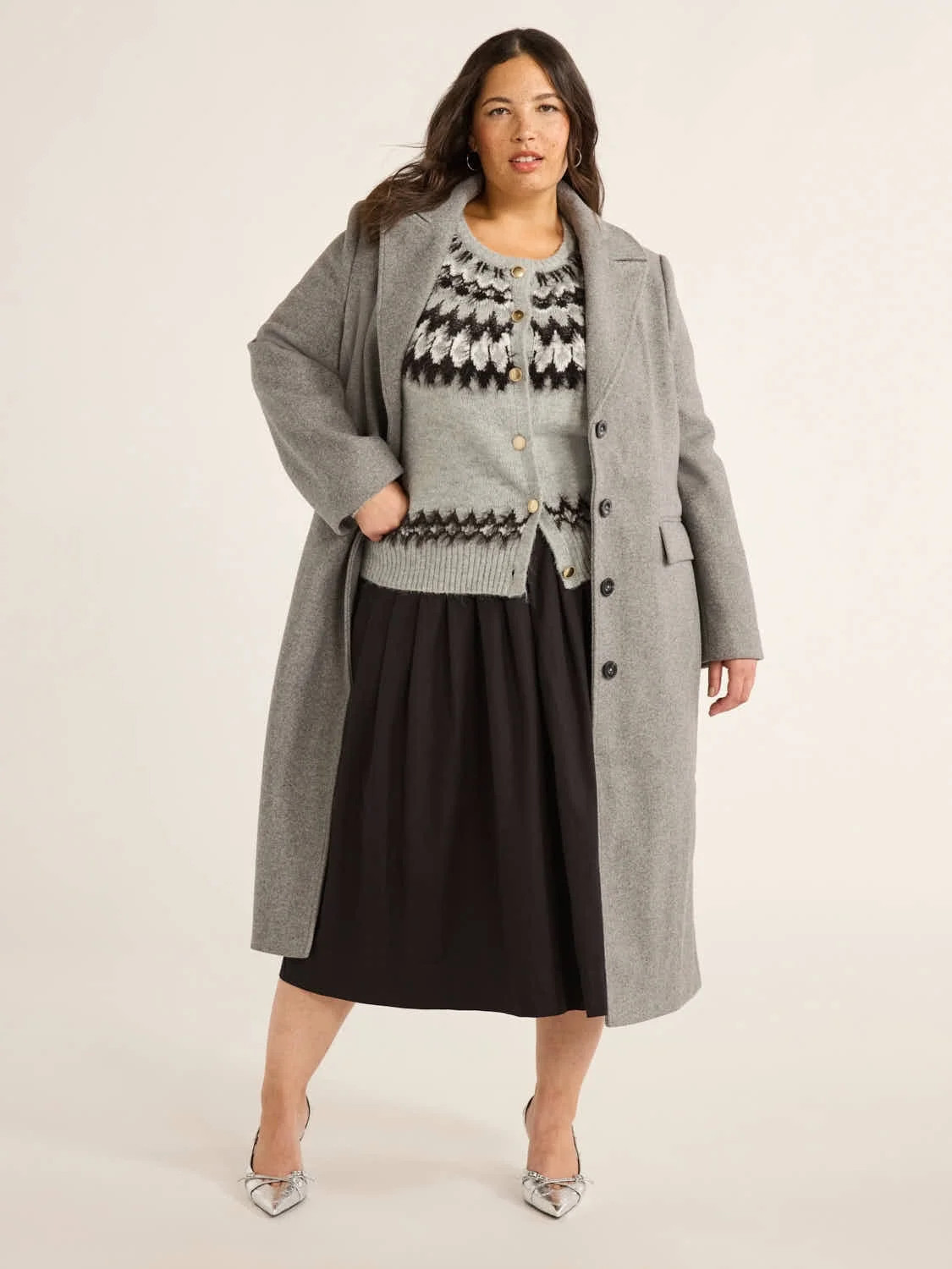 Free Assembly Women’s Faux Wool Long Coat, Sizes 1X-4X - Walmart.com | Walmart (US)