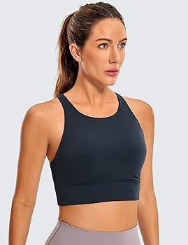 CRZ YOGA Womens Butterluxe Strappy High Neck Longline Sports Bra - Wireless Criss Cross Back Padd... | Amazon (US)