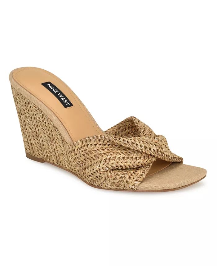 Women's Nikhil Slip-On Square Toe Wedge Sandals | Macy's