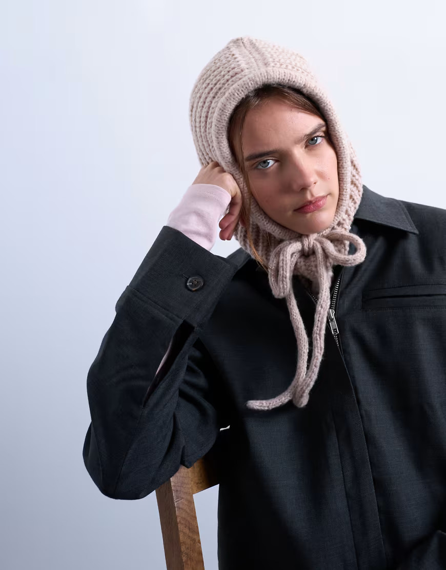 Topshop – Hero – Balaklava in Beige mit Kapuze-Neutral | ASOS (Global)