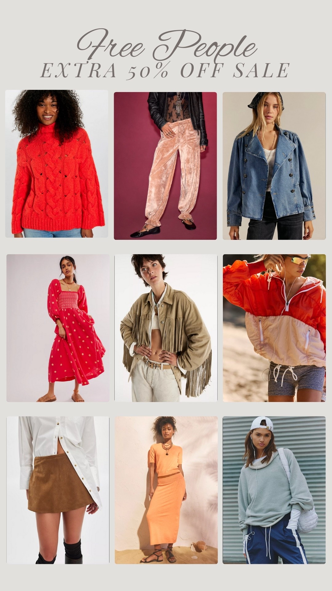 Extra 50% off Free People sale!

Athleisure, matching set, embroidered dress, suede skirt, fringe jacket

#LTKSaleAlert #LTKSeasonal #LTKHoliday