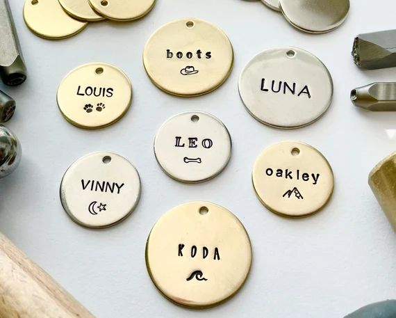 Simple Custom Hand Stamped Dog Tag Dog Tags for Dogs Pet Id - Etsy | Etsy (US)