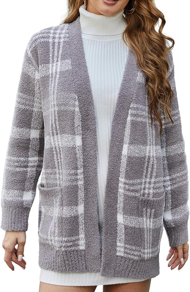 Snuggle Sac Cardigan Sweaters for Women with Pocket Trendy Casual Long Sleeve Tops Open Front Fal... | Amazon (US)