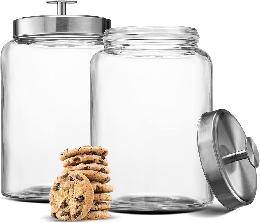 KooK Glass Storage Containers with Lids, Glass Jar with Lid, 1 Gallon, Set of 2, Glass Canister, ... | Amazon (US)