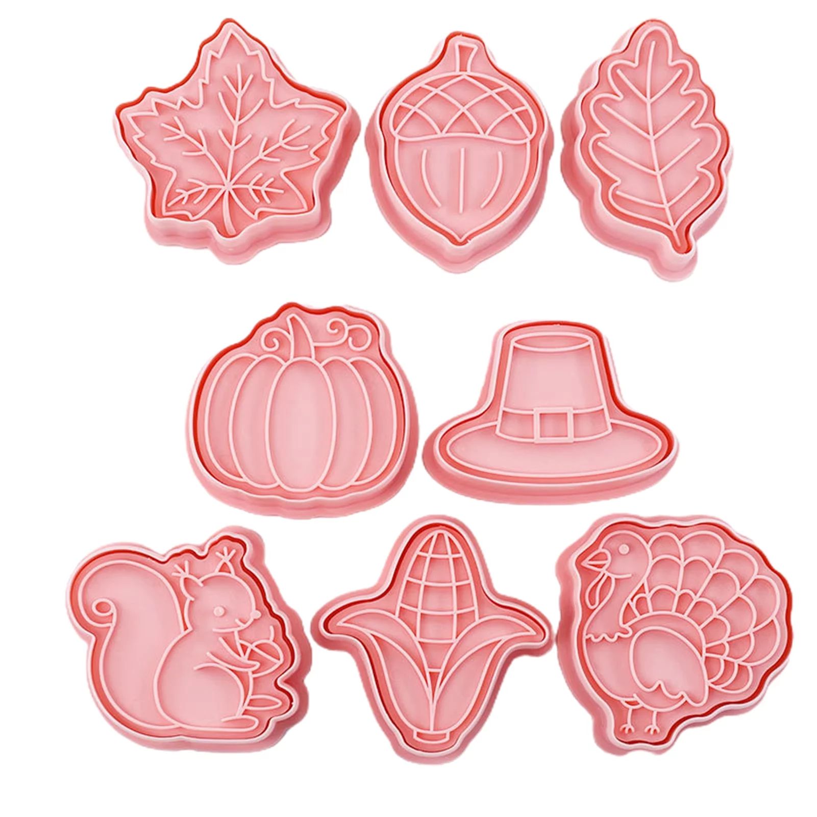 Happy Date Fall Thanksgiving Cookie Cutters Set - 8 Pieces - Pumpkin, Hat,Turkey, Maple Leaf, Oak... | Walmart (US)
