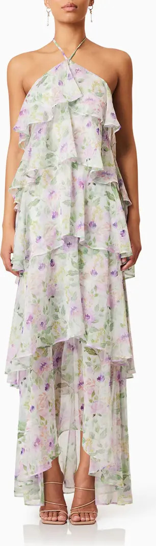 Elliatt Mirabelle Floral Tiered Georgette Halter Dress | Nordstrom | Nordstrom