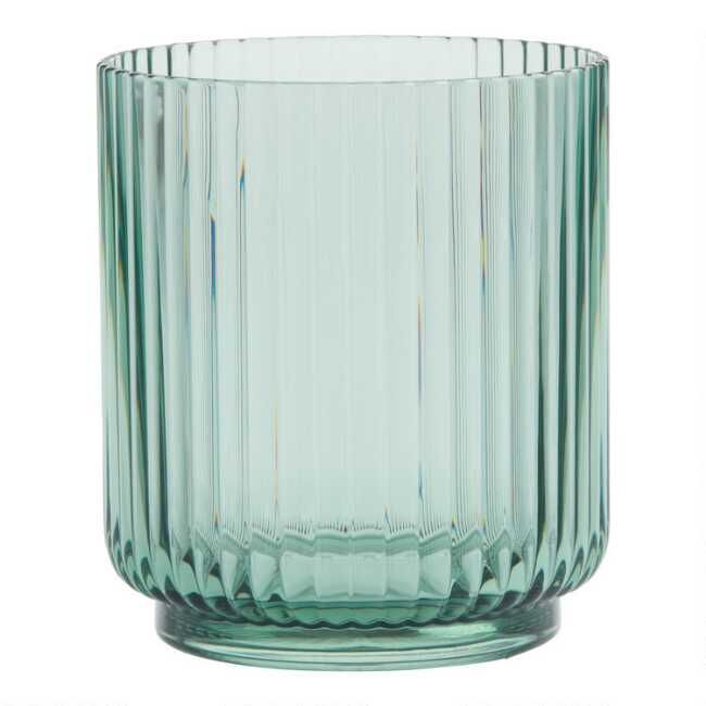 Mesa Green Ribbed Acrylic Double Old Fashioned Glass | World Market