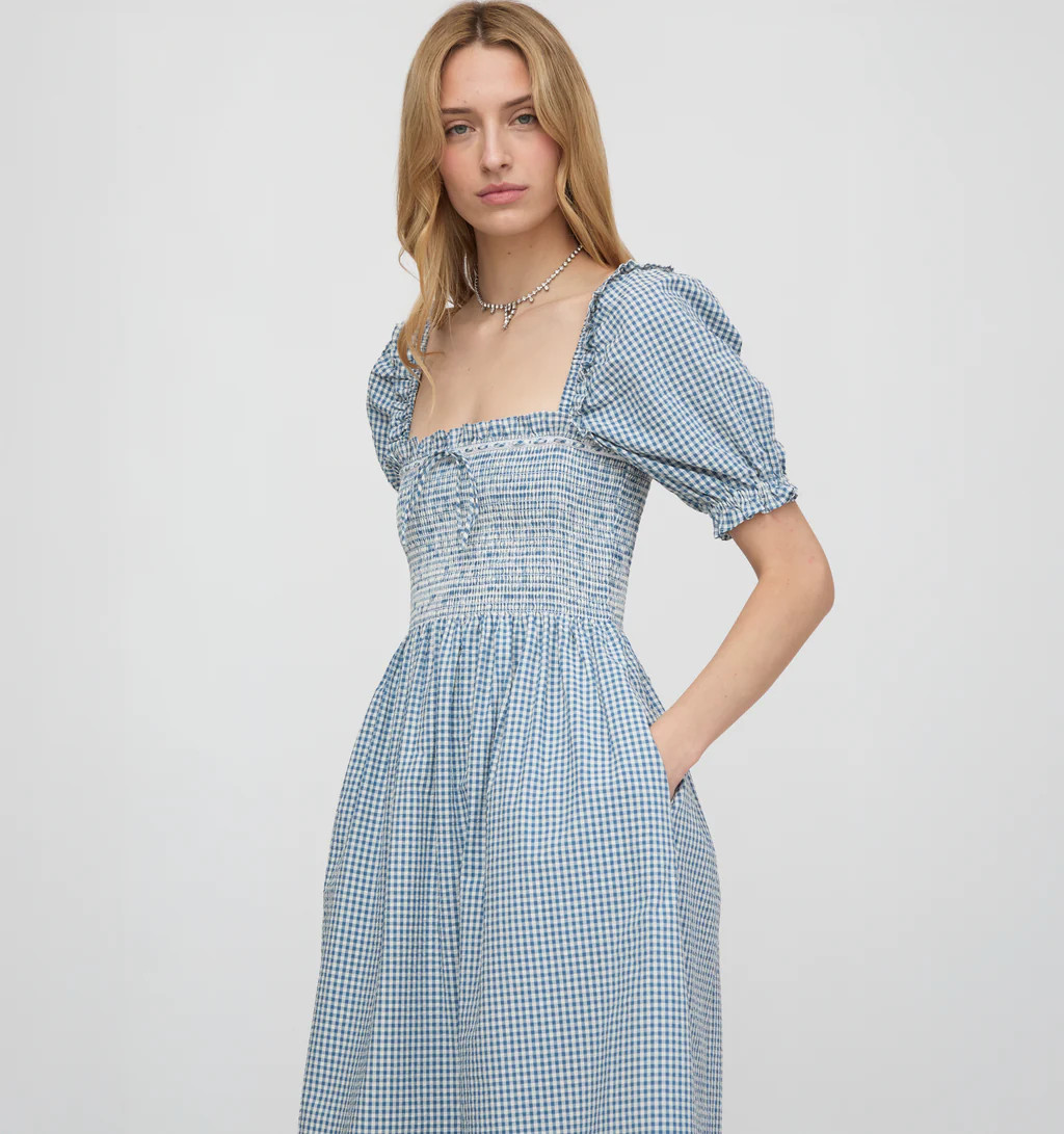 The Scarlett Nap Dress - Lagoon Gingham | Hill House Home US