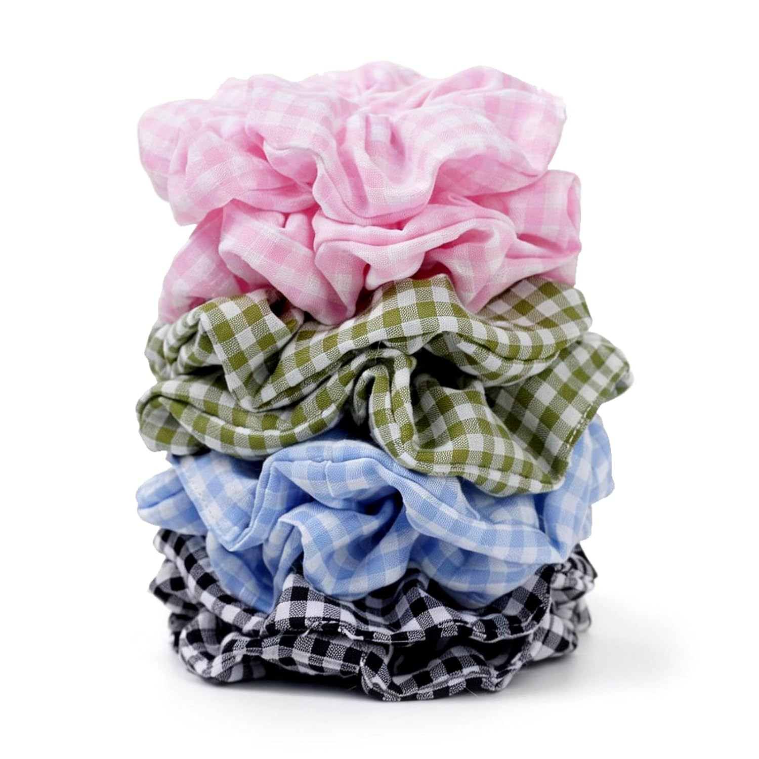 Satin Scrunchies for Women – 8PCS Plaid Mix (Light Blue, Black & White, Pink, Dark Green) Silk Hair Ties – No Crease, Frizz-Free, Retro & Chic Hair Bands for Thick & Thin Hair, Trendy Hair Accessories | Amazon (US)