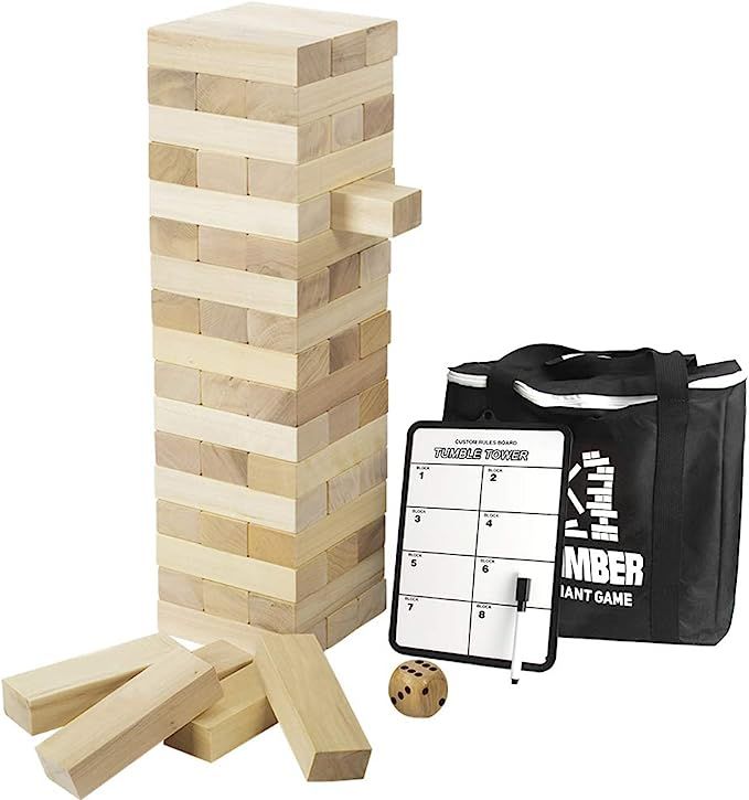Giant Timber Tower with Dice & Game Board, 56 Pcs Gentle Monster Large Size Wooden Stacking Game,... | Amazon (US)