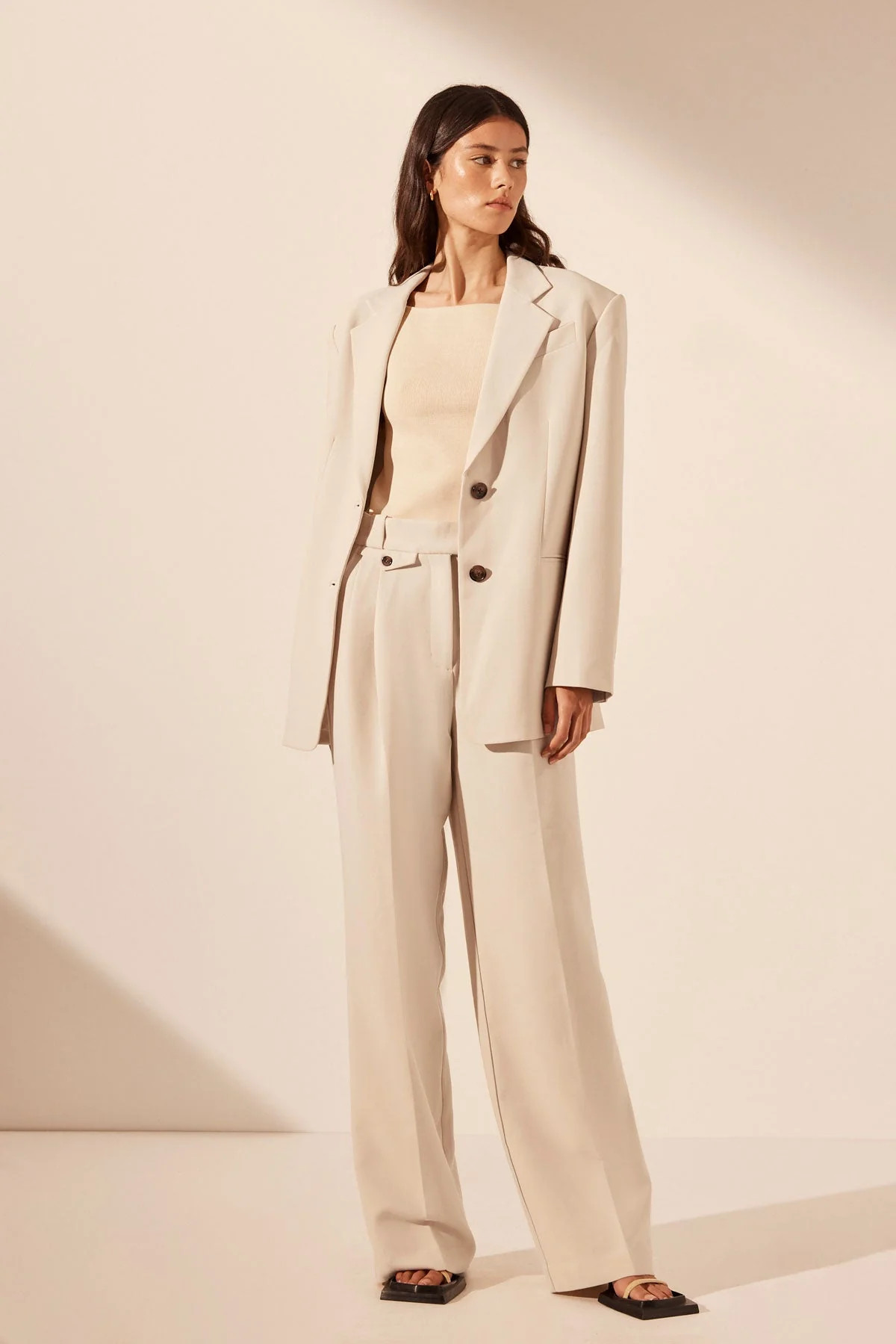 IRENA HIGH WAISTED TAILORED PANT | BONE | PANTS | SHONA JOY | Shona Joy