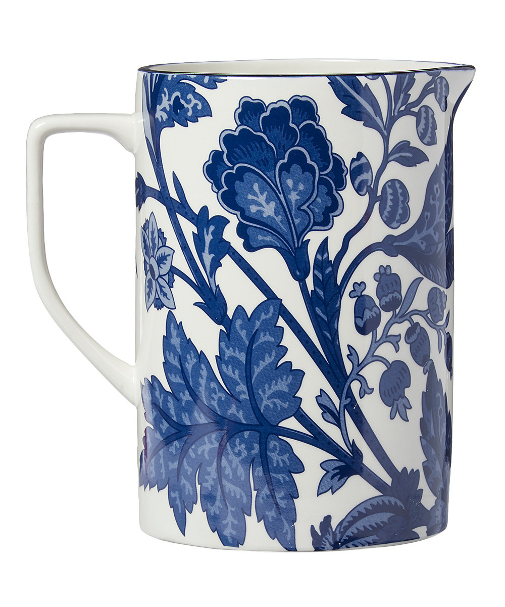 Certified International Pitchers Blue - Blue Indigo Floral Pitcher | Zulily
