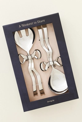 Benedita Stainless Steel Bow Serve Set | Anthropologie (US)