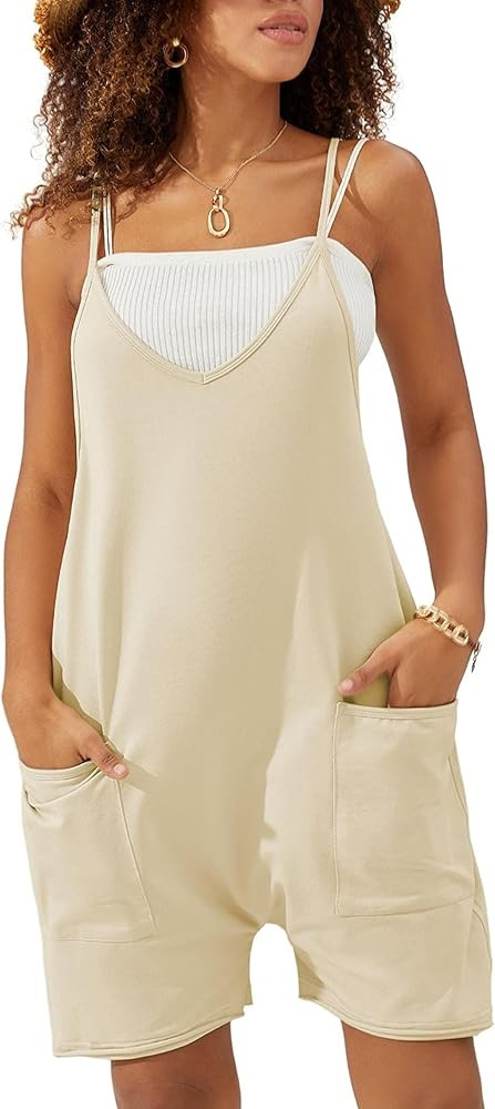 UANEO Rompers for Women Summer Stretchy Baggy Jumpsuits Overall Romper Shorts Jumpers Onesie | Amazon (US)