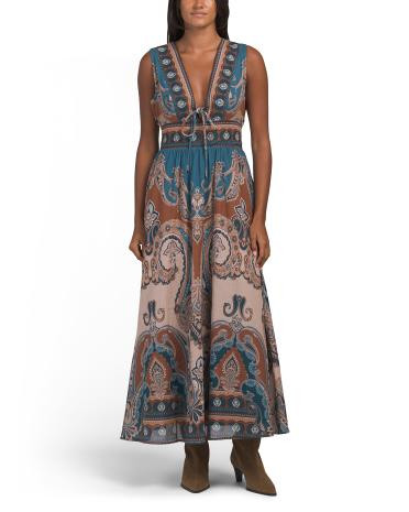 Sleeveless Midi Deep V-neck Fully Lined Cotton Voile Dress | Midi Dresses | TJ Maxx | TJ Maxx