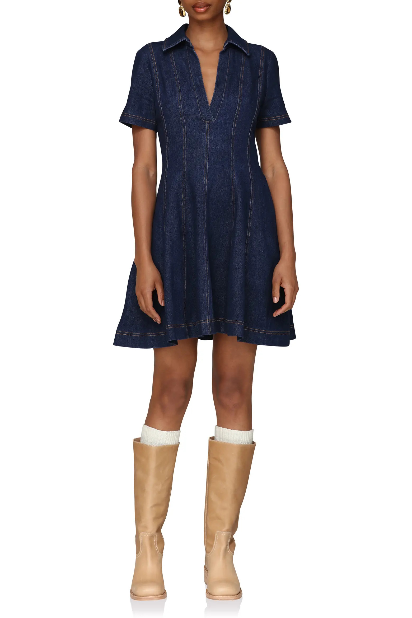 Seamed Collared Denim Minidress (Women) | Nordstrom | Nordstrom