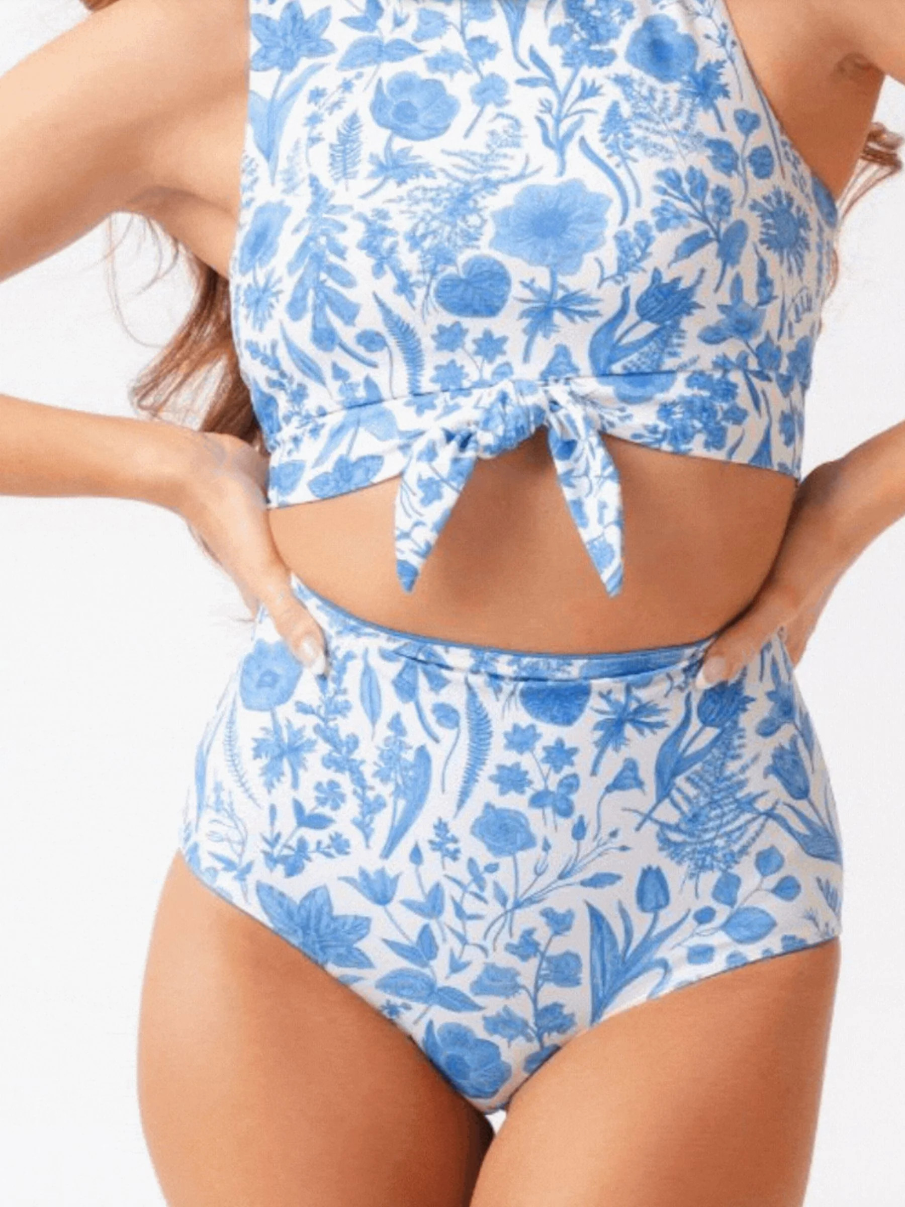 Botany Floral / Coastline Reversible Ultra High-Waist Bottom | Lime Ricki