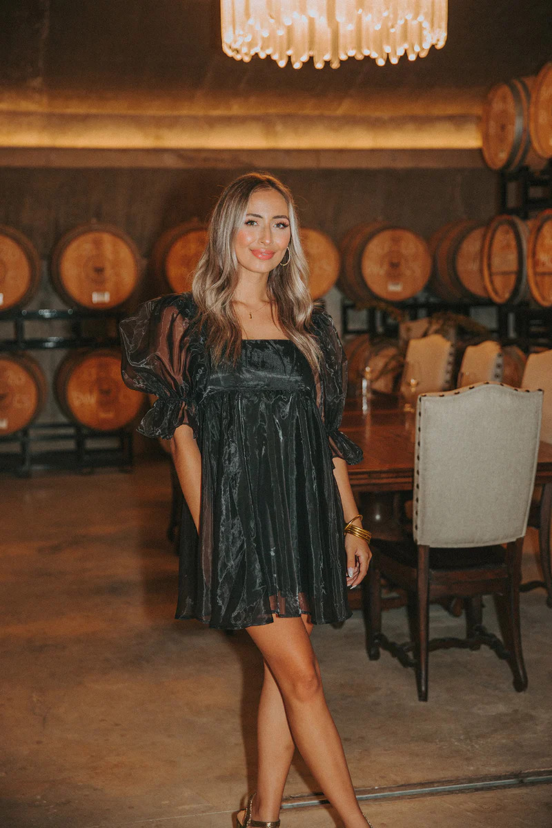 BuddyLove | Betsy Puff Sleeve Babydoll Dress | Raven | BuddyLove