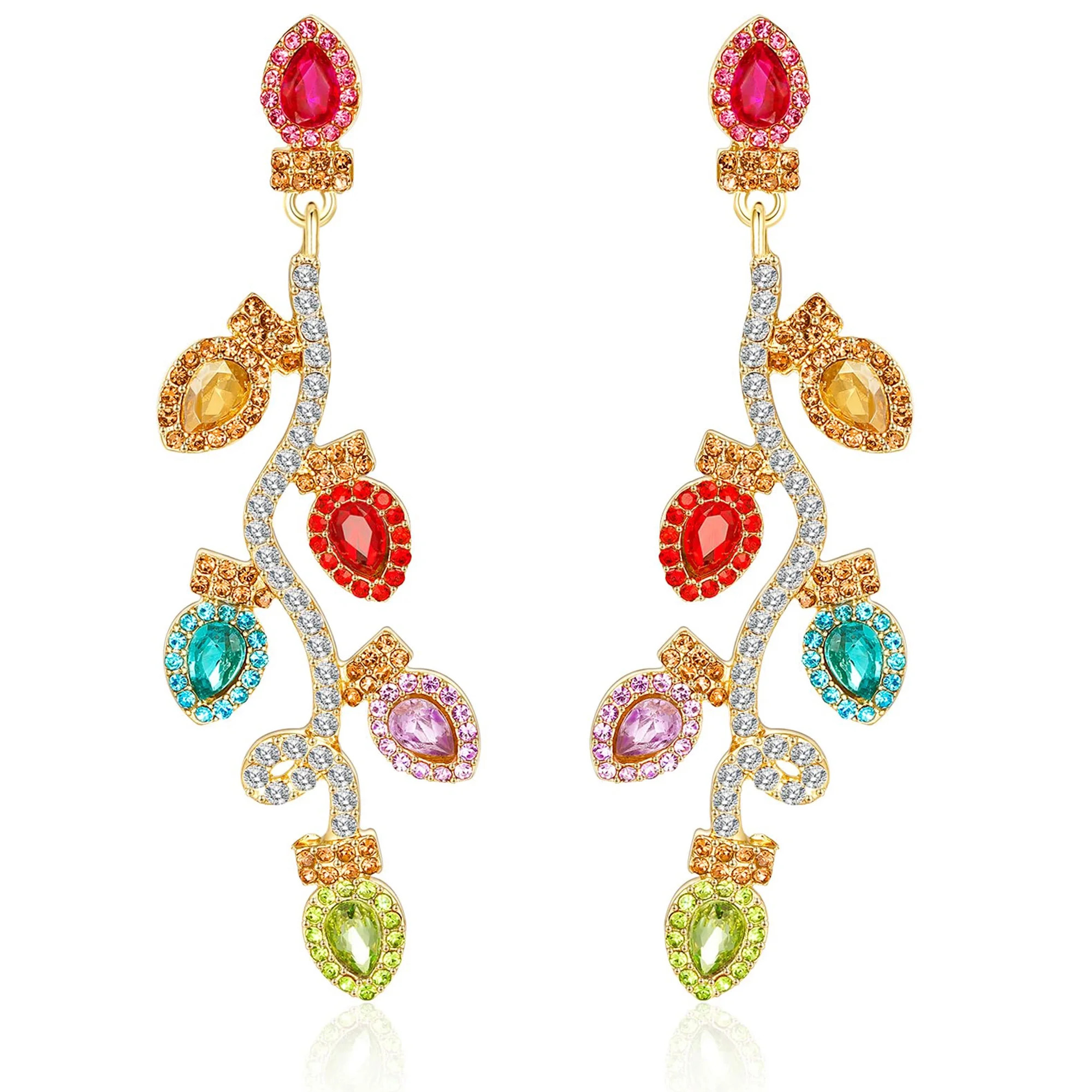 APSVO Christmas Earrings for Women Christmas Light Bulb Jingle Bell Women CZ Crystal Dangle Drop ... | Walmart (US)