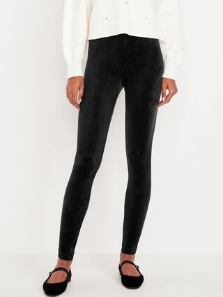 High-Waisted Velvet Ankle Leggings | Old Navy (US)