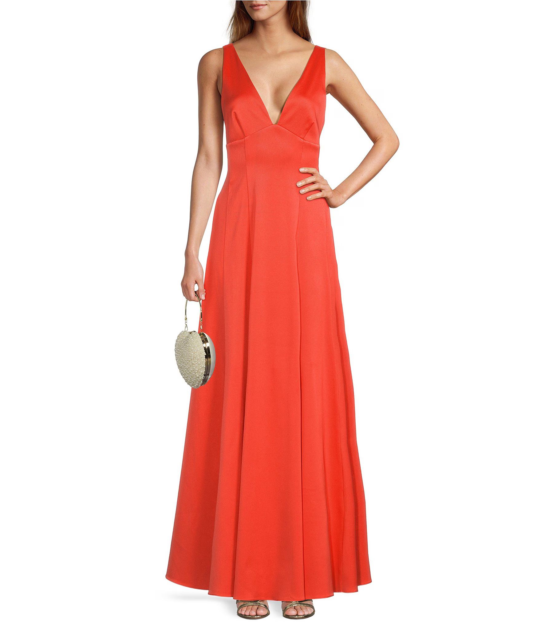 Davina V-Neck A-Line Sleeveless Ball Gown | Dillard's