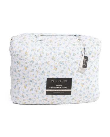 Cotton Gauze Floral Comforter Set With Ruffle Details, Cotton/Polyester | TJ Maxx