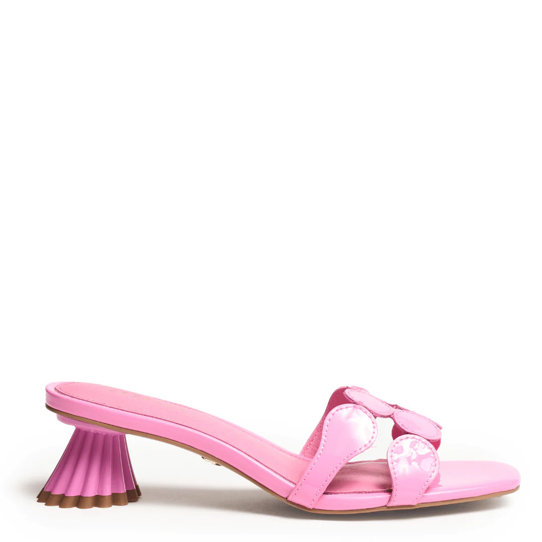 Bunny Kitten Heel Slide Sandal - Pink Patent | Cecelia New York