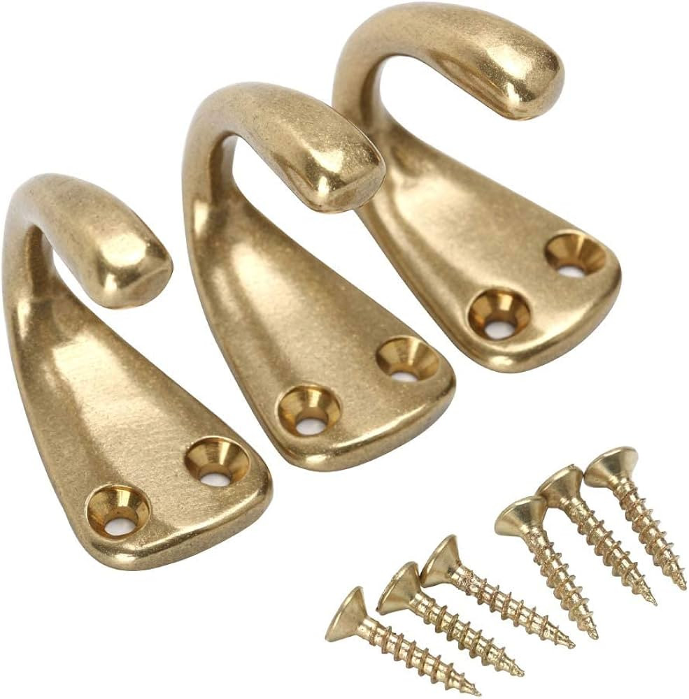 RZDEAL 3PCS Classico Brass Coat and Hat Hook Wall Hanging Gold | Amazon (US)