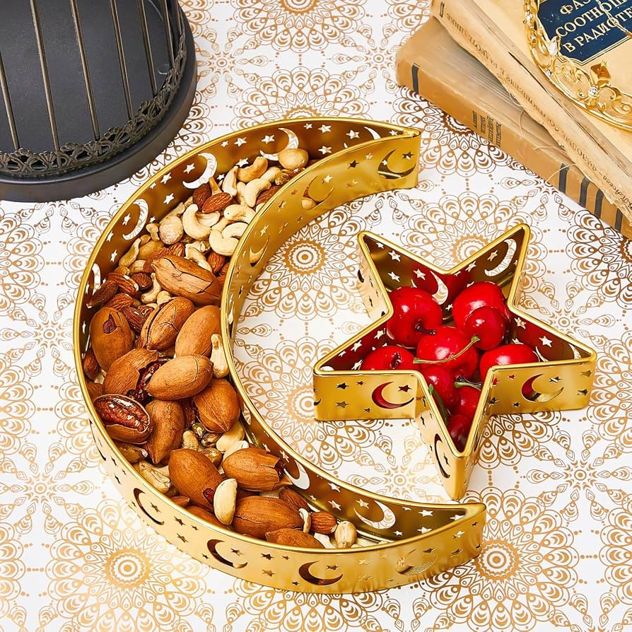2 Pcs Eid Mubarak Moon Star Dinner Plate Tray Ramadan Serving Tray Muslim Islamic Dessert Trays P... | Amazon (US)