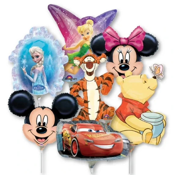 LoonBalloon 14 Inch Cartoon Character Stick Value pack Balloons (16 Pack) - Pre-Inflated | Walmart (US)