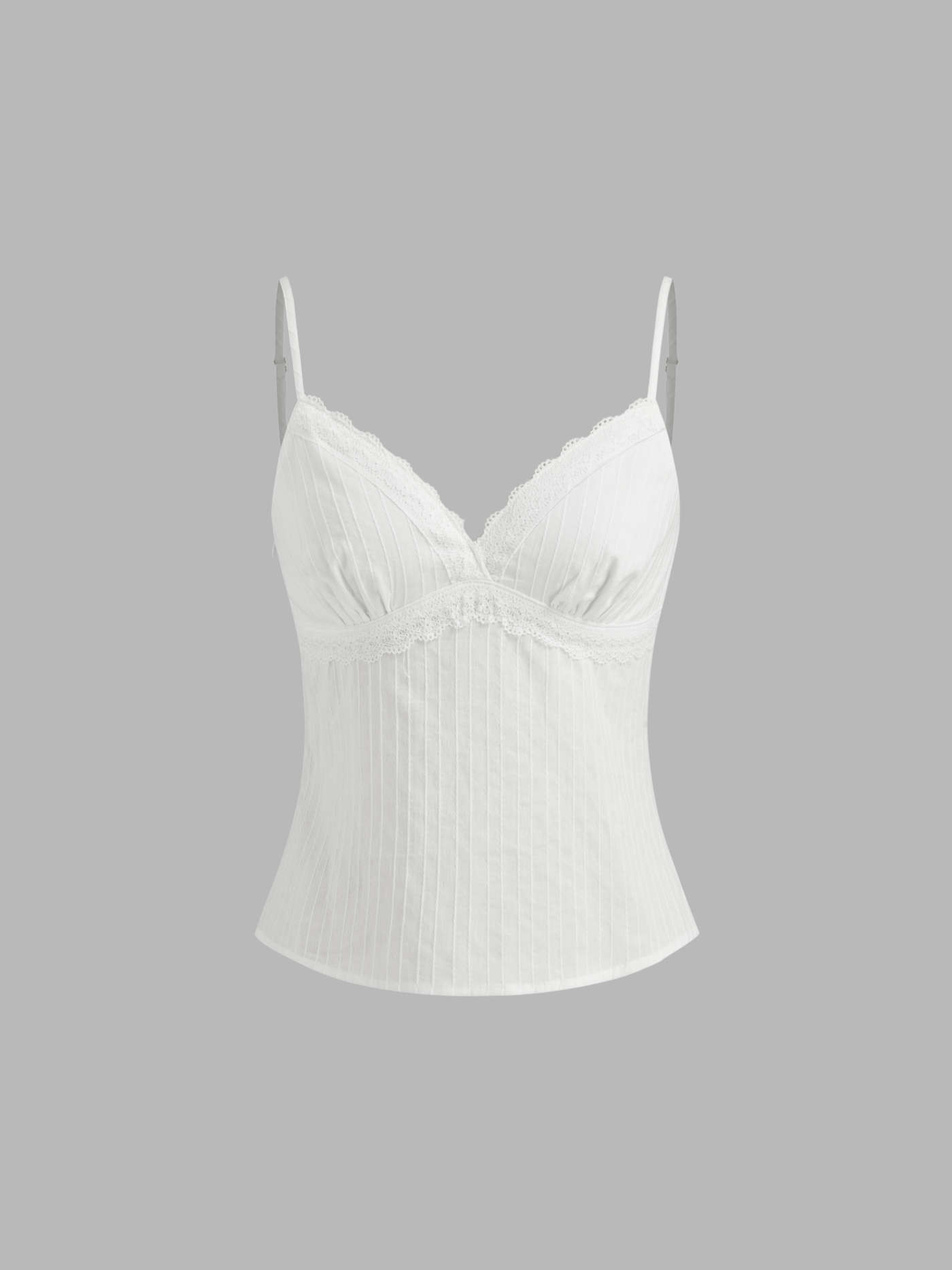 Woven Cotton V-neck Lace Trim Cami Top For Daily Casual | Cider