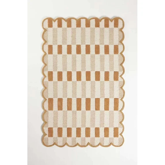 ALEF HOME Hand-Tufted Scalloped Wool Area Rug | New Zealand Wool, Soft & Durable Decorative Rug(C... | Walmart (US)