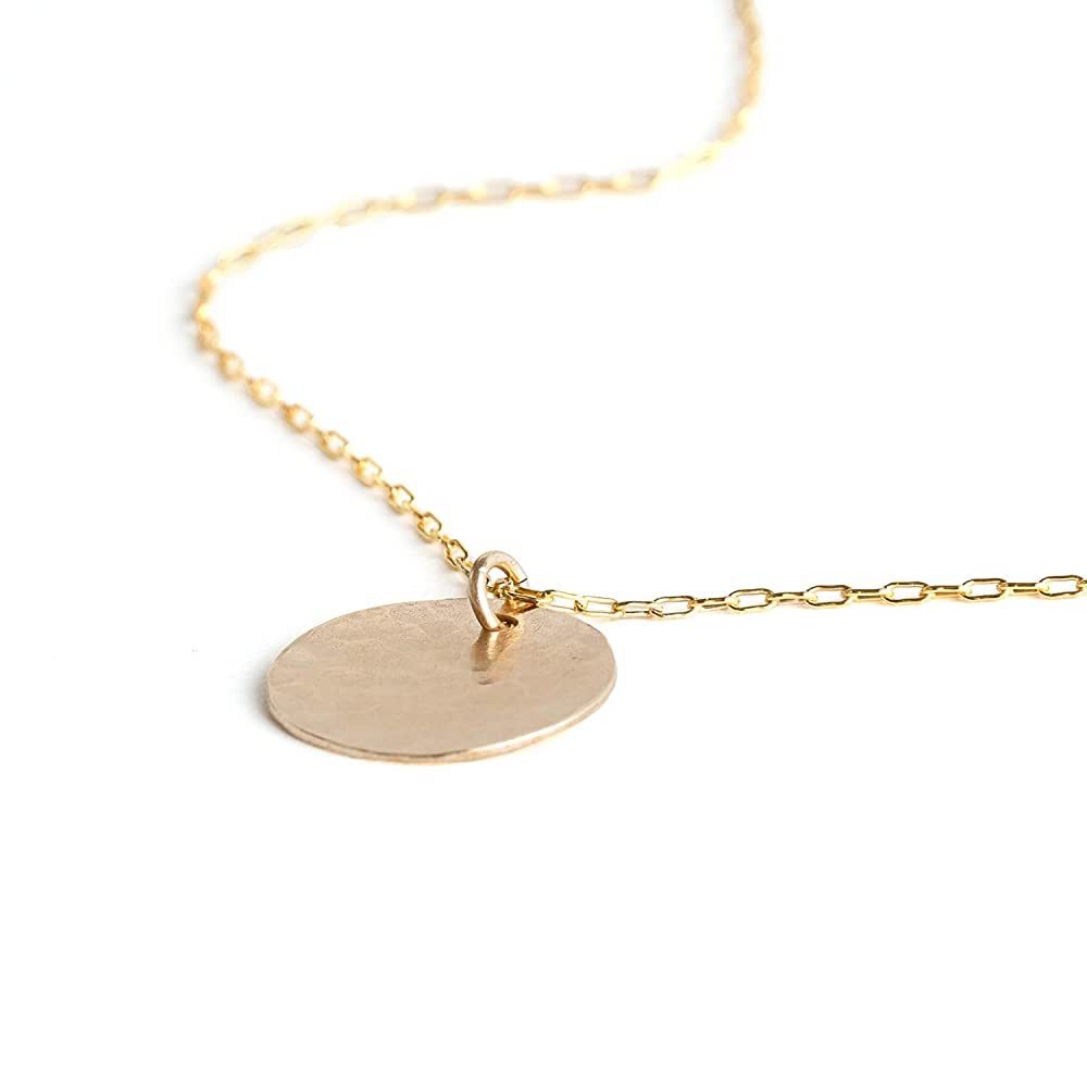Dainty Gold Filled Disc Necklace For Women, Simple Layered Delicate Everyday Minimalist Jewelry w... | Amazon (US)
