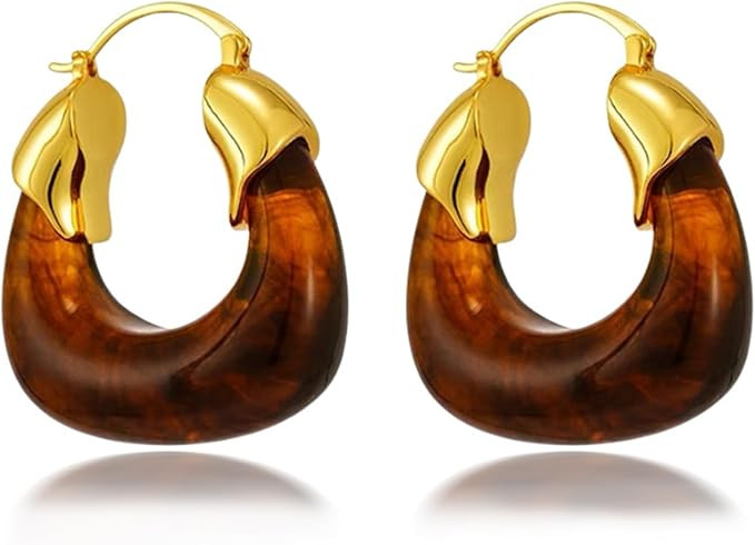 MAIGO Amber Earrings for Women - Resin Amber Golden Geometry Deco Art Earrings, Art Deco Earrings... | Amazon (UK)