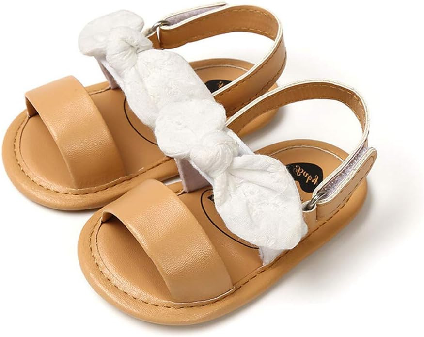 Meckior Infant Baby Girls Summer Flower Sandals Bowknot T-Strap Glittery Open-Toed Butterfly Shoe... | Amazon (US)