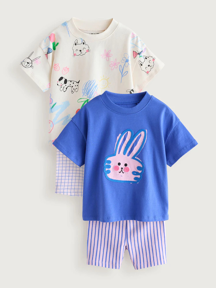 Blue/Cream Top & Cycle Shorts Set 2 Pack (3mths-7yrs) | Next US