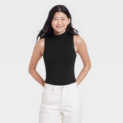 Women's Ribbed Mock Turtleneck Tank Bodysuit - A New Day™ | Target